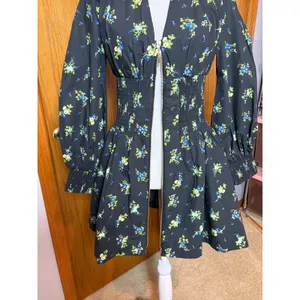 Maeve Anthropologie Tommie Mini Shirtdress Black Floral Smocked Waist Cotton thumbnail 8