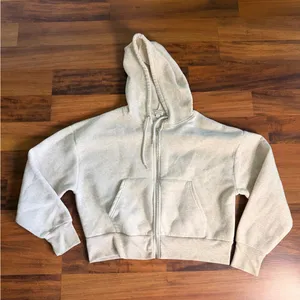 Cropped Zip Hoodie Beige Womens L Faded Rose Essentials Minimal Cozy Lounge thumbnail 1