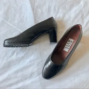 Nine West Black Lug Heeled Leather Loafers thumbnail 3