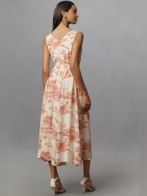 Reformation Farah Midi‎ Dress Toile Print Sleeveless V Neck NWT Size 4 thumbnail 2