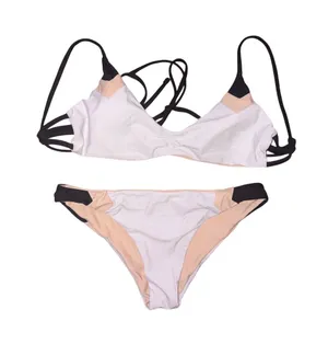 Zaful Cream/Black/White Color Block Bikini - Never Worn thumbnail 1