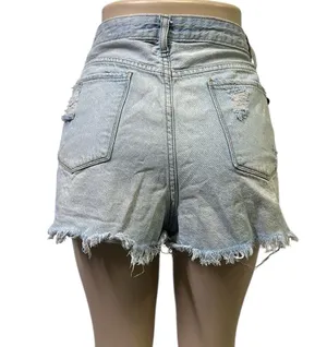 Gogo Jeans High Rise Light Wash Distressed Ripped Blue Jean Shorts 33 Juniors 17 thumbnail 3