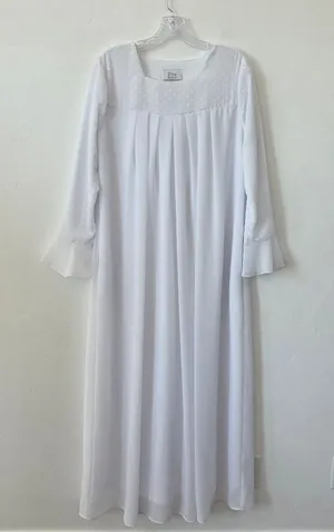 Zita White Maxi Dress Temple Church Baptism Modest Pockets High Neck Small thumbnail 1