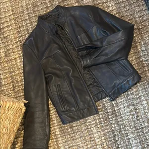 Ritz USA Vintage Brown Leather Moto Jacket Size Medium thumbnail 3