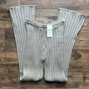 Glassons Women’s Beige Ribbed Flared Knit Pants Flowy High Waist Boho Sz XS NWT thumbnail 6