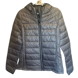 NWT Noize Gray Hooded Puffer Full Zip Jacket Coat Sz Lg‎ thumbnail 1