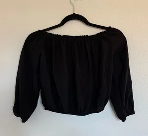 Brandy Melville Maura Black Off The Shoulder Crop Top Peasant Cottage Festival‎ thumbnail 1