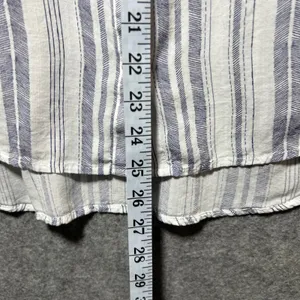 Cloth & Stone Blue White Striped Rayon‎ Button Down Shirt Cuffed Short Sleeve M thumbnail 5