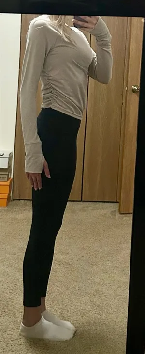 Aerie OFFLINE Ruched Cropped Long Sleeve with Thumbholes thumbnail 1