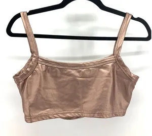 rose gold metallic cropped top disco retro concert festival size M rave thumbnail 1