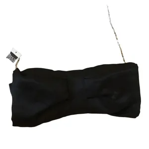 New Black satin formal coquette Bow purse evening bag. clutch classic black tie thumbnail 7