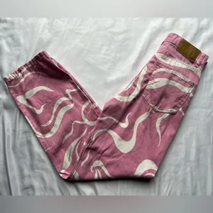 Cotton On Pink and White Swirly Loose Straight Jeans 4 thumbnail 16