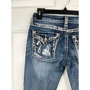 Miss Me Jeans Womens Size 29 Dark Wash Cropped Skinny Studded Distressed Denim thumbnail 8