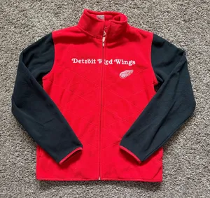Vintage Reebok Detroit Red Wings Quilted Fleece Jacket thumbnail 1