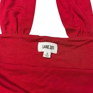 Lane 201 Size‎ S Halter Neck Crop Tank Red Going Out Top Western Party Cowgirl thumbnail 2