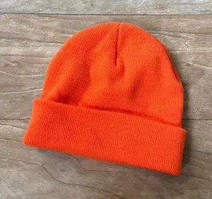 Orange Knit Beanie Hat thumbnail 1