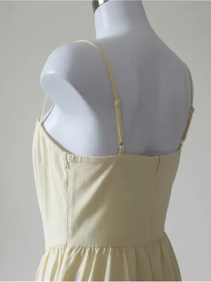 Ronny kobo Sleeveless Square-Neck Midi Dress in Pale Yellow size 14 thumbnail 6