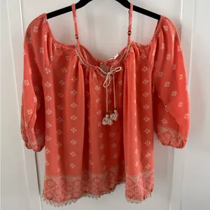 Aeropostale Coral Women's Blouse with Boho Pattern thumbnail 1