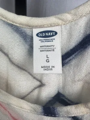 Old Navy Maternity Maxi Dress Women L Cream Geometric Empire Waist Stretch Boho thumbnail 7