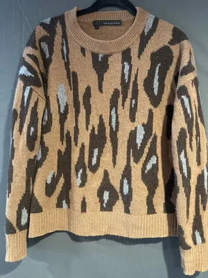 360Cashmere Womens Small 100% Cashmere Sweater Abstract Animal Print Luxury thumbnail 1