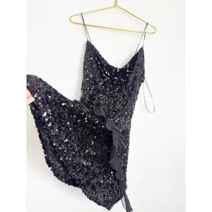 NWT Zara Black Short Sequin Dress With Ruffle Trim Size XS Party Cocktail thumbnail 11