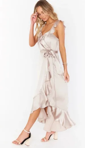Show Me Your Mumu Dress Extra Small Samantha Ruffle NWT Show Me The Ring Satin thumbnail 1