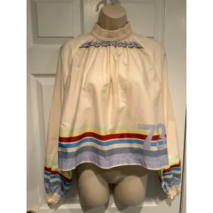 Free People XS Y2K Cropped Boho Top Rainbow Stripe 73 Festival Cottagecore Retro thumbnail 3