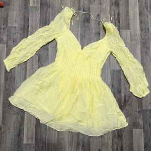 ASTR The Label Carina Butter Yellow Long Sleeve Corset Mini Dress Large thumbnail 3