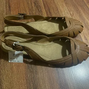 Predictions Brown Faux Leather Slingback Sandals thumbnail 2