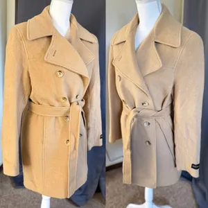 Vintage John Weitz Pure Camel Hair Double Breasted Pea Coat Women Size 8 Tan thumbnail 12