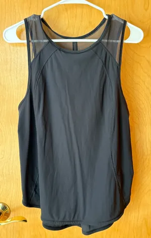 Lululemon Mesh Racerback Tank Top Women S/M Black Keyhole Cutout Activewear thumbnail 1