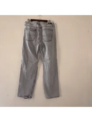 American Eagle 90s Straight Distressed Grey Jeans - Women’s Size 12 thumbnail 3