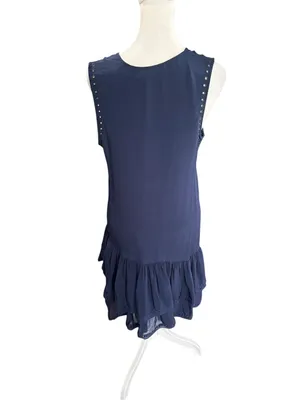 Zadig & Voltaire Navy Lace Up Studded Rory Spi Mini Dress Size S Boho Designer thumbnail 5