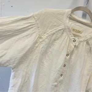 NWT Free People Beach Day Pullover In Ivory Oversized‎ Gauze Cotton White thumbnail 6