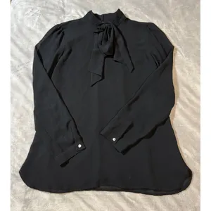 Zara Women Black Formal‎ Long Sleeve High Neck Blouse Size Lined Size Medium thumbnail 1