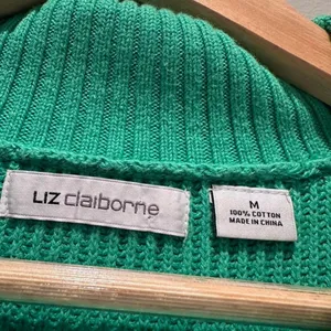 Liz Claiborne Green‎ Cotton Collared Sweater Sz Medium Preppy Business Casual thumbnail 4