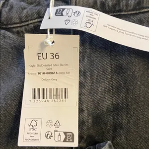 NA-KD Gray Denim Jeans Skirt Maxi length 38” waist 28” brand new two front pocke thumbnail 7