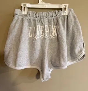 Victoria's Secret PINK Gray Fleece Dolphin Lounge Shorts Logo Back Size Medium thumbnail 1