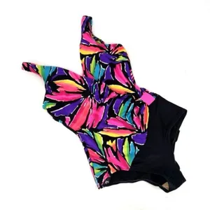 Vintage Catalina 1960s/70s Floral Swimsuit Size 10 Made in USA Neon Abstract‎ thumbnail 1