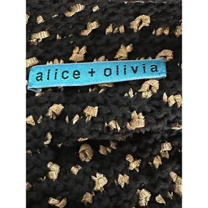 Alice+Olivia black/gold tweed sleeveless A-line textured knit mini dress Size XS thumbnail 6