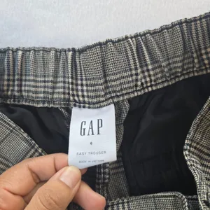 Gap Easy Trouser Womens Black Plaid Wide Leg High Rise Elastic‎ Back Pants 6 thumbnail 2
