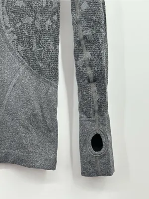 Lululemon Swiftly Tech‎ Long Sleeve Crew Heathered Black Size 6 Seamless Running thumbnail 6