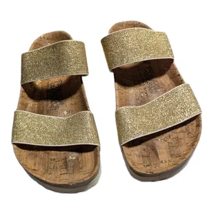 Birkenstock Birki's Gold Glitter Double Strap Cork Footbed Slide Sandals 36 5 N thumbnail 2