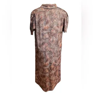 Vintage Dress Lady Jennifer Brown Tan Sheath Dress Neck Bow Union Made Large thumbnail 4