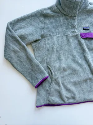 Patagonia Re-Tool Snap-T Pullover Fleece Gray and Purple Size Large thumbnail 4