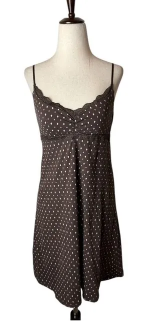 Alfani‎ Nightgown Women Small Brown Pink Diamond Print Lace Trim Slip Intimates thumbnail 1
