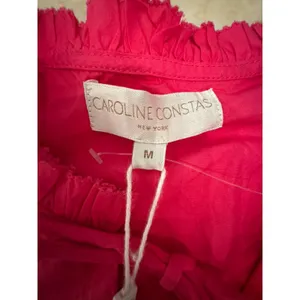Caroline Constas Designer Tiered Ruffled Mini Dress Hot‎ Pink 100% Cotton thumbnail 8
