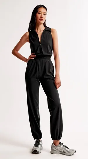 Abercrombie & Fitch Traveler Zip-Up Jumpsuit Dark Navy Blue M Petite thumbnail 1