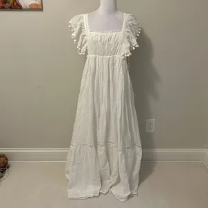 Lulus Chasing Summer White Swiss Dot Tie Back Maxi Dress thumbnail 3