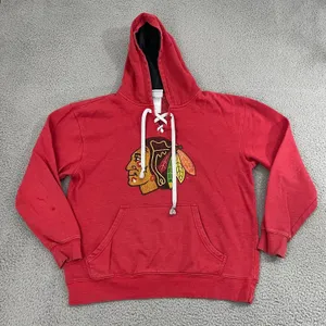 Chicago Blackhawks Hoodie Women L Red Old Time Style NHL Pullover‎ thumbnail 1